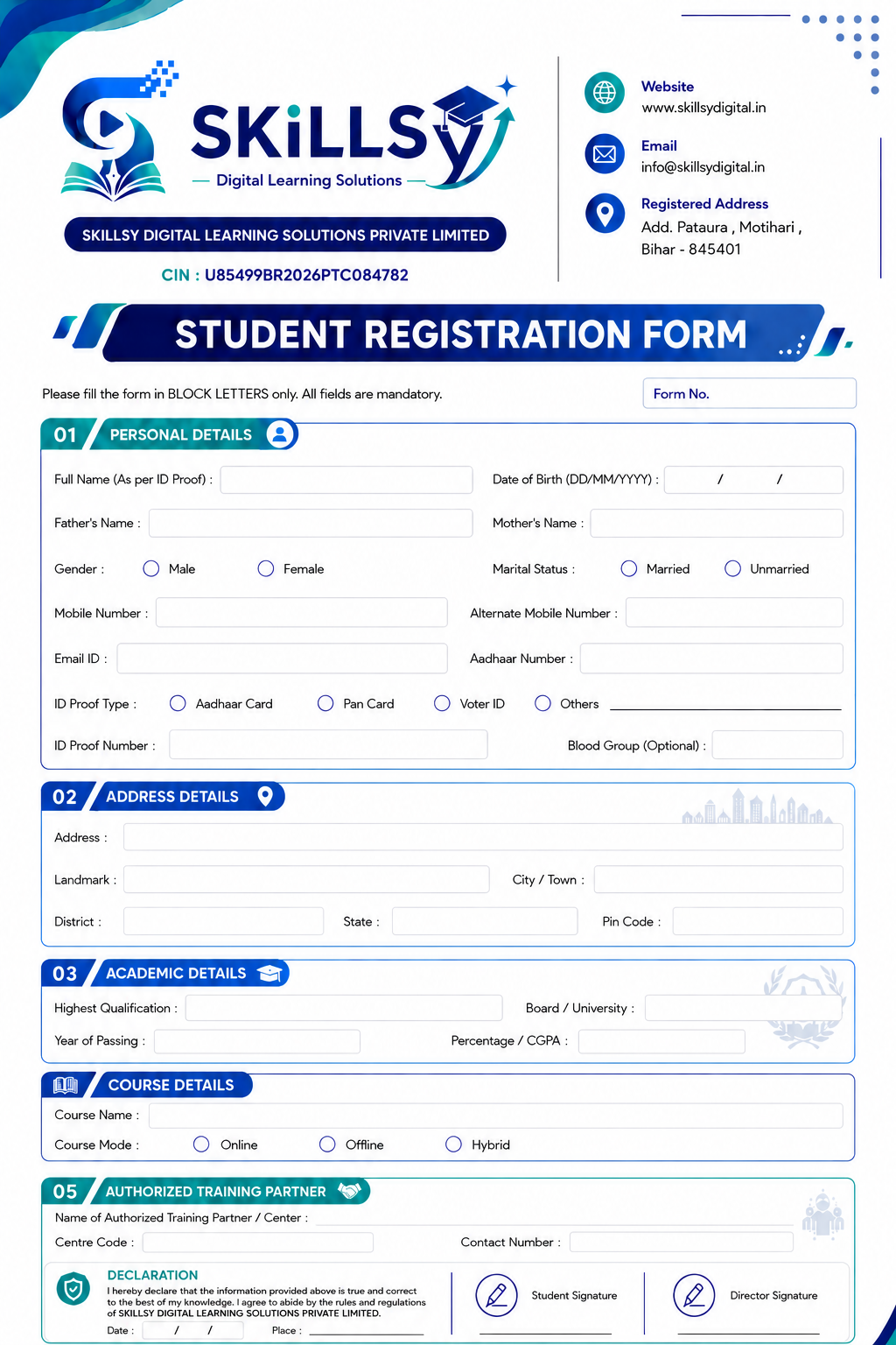 Preview of Registration Form